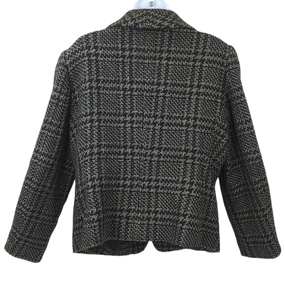 Talbots Collections Petites 3 Button Plaid Jacket Womens Size 14 Metallic Sheen - Picture 2 of 13